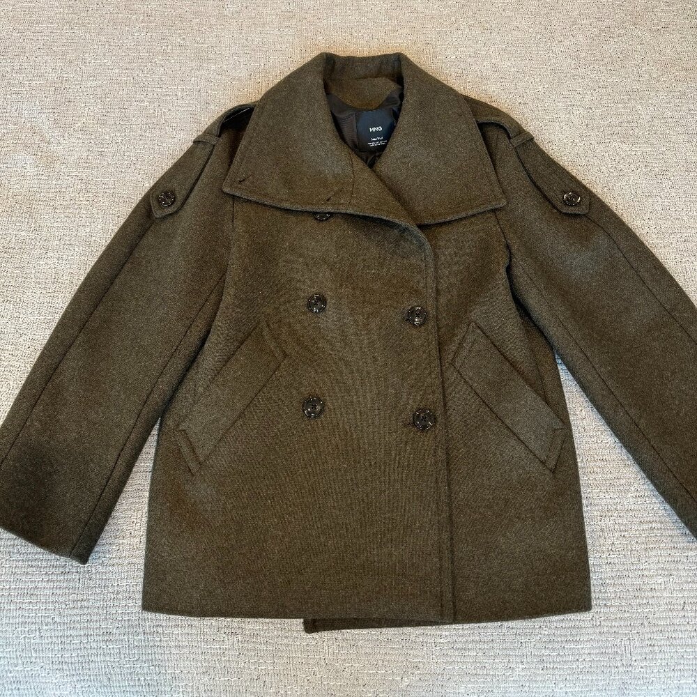 Mango Double-Breasted Green Wool Coat - Picture 8 of 15